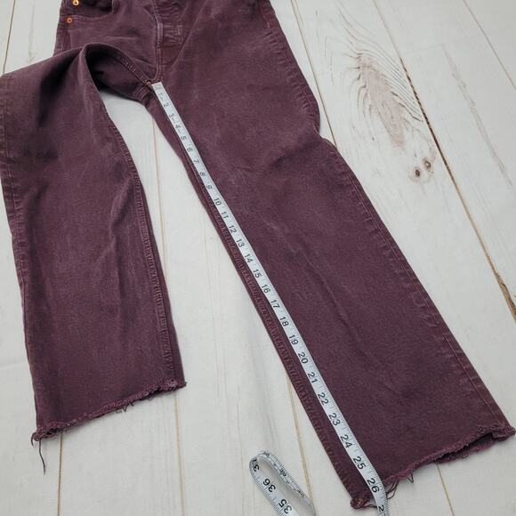 Re/done 70s ultra high rise stove pipe jeans straight button fly washed plum - Picture 5 of 11